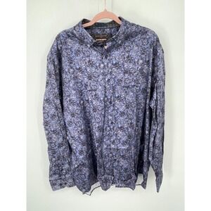 Johnston & Murphy Shirt Men's 2XL Blue Floral Paisley Long Sleeve Button-Up NWT